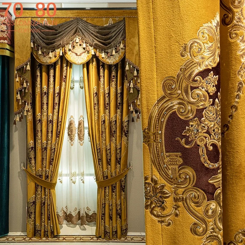 Home Office Dubai - European Golden Dubai Jacquard Thickened Velvet