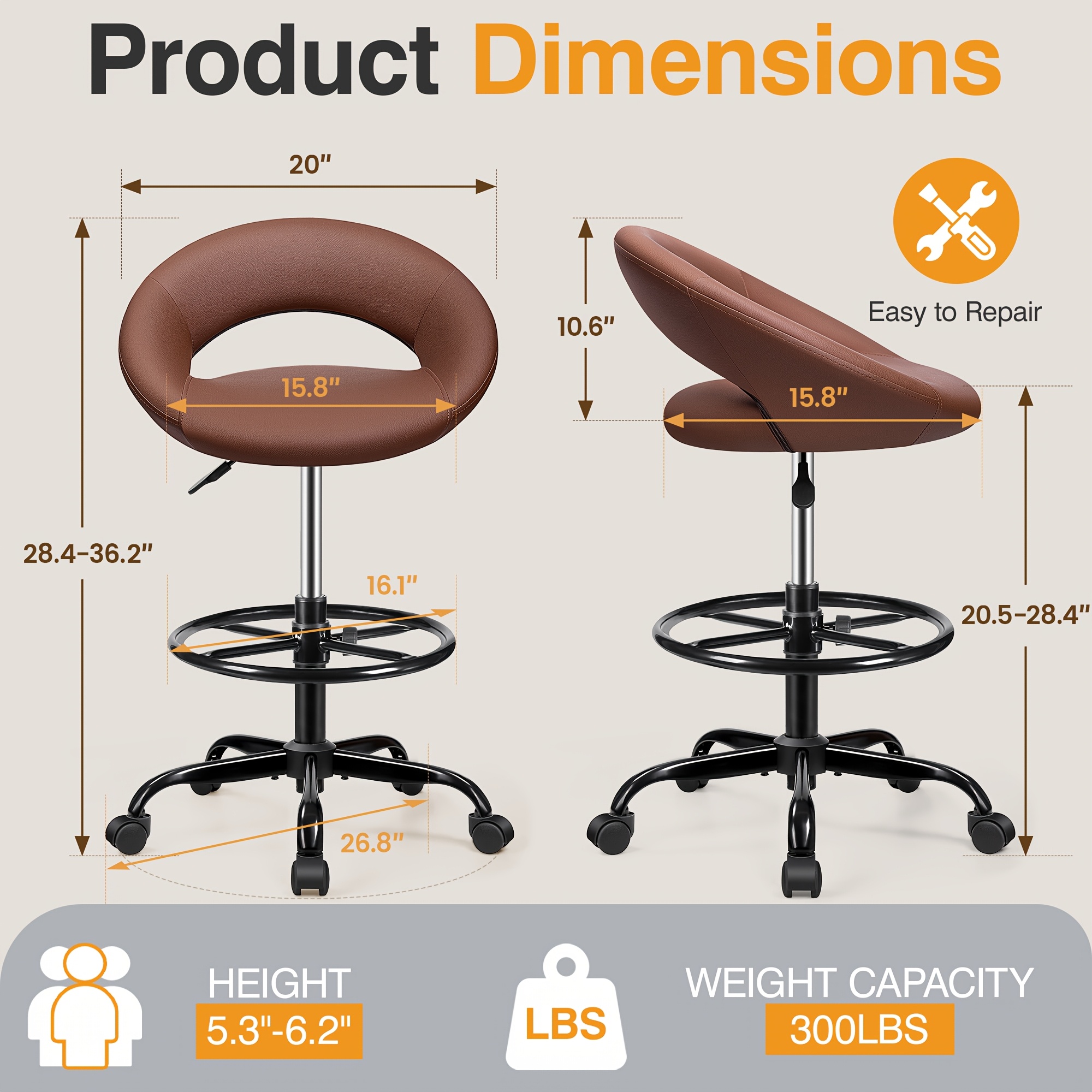 Ergonomic Drafting Chair - PU  - Home Office Kitchen recensie en prijs