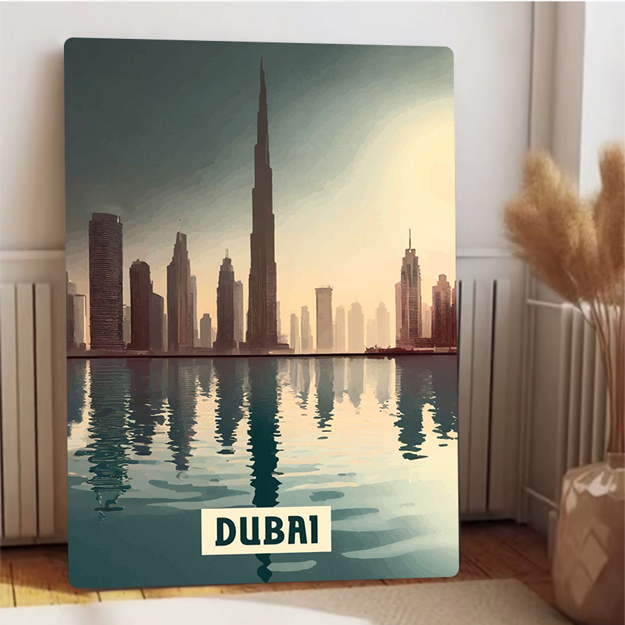 Dubai Skyline at Sunset Metal  - Home Office Dubai recensie en prijs