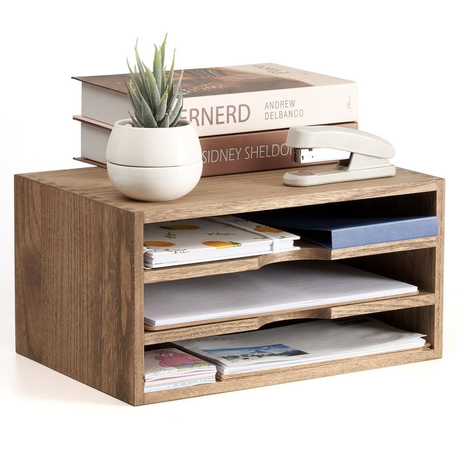 Wooden Desktop Organizer Paper - Letter Tray Desk recensie en prijs
