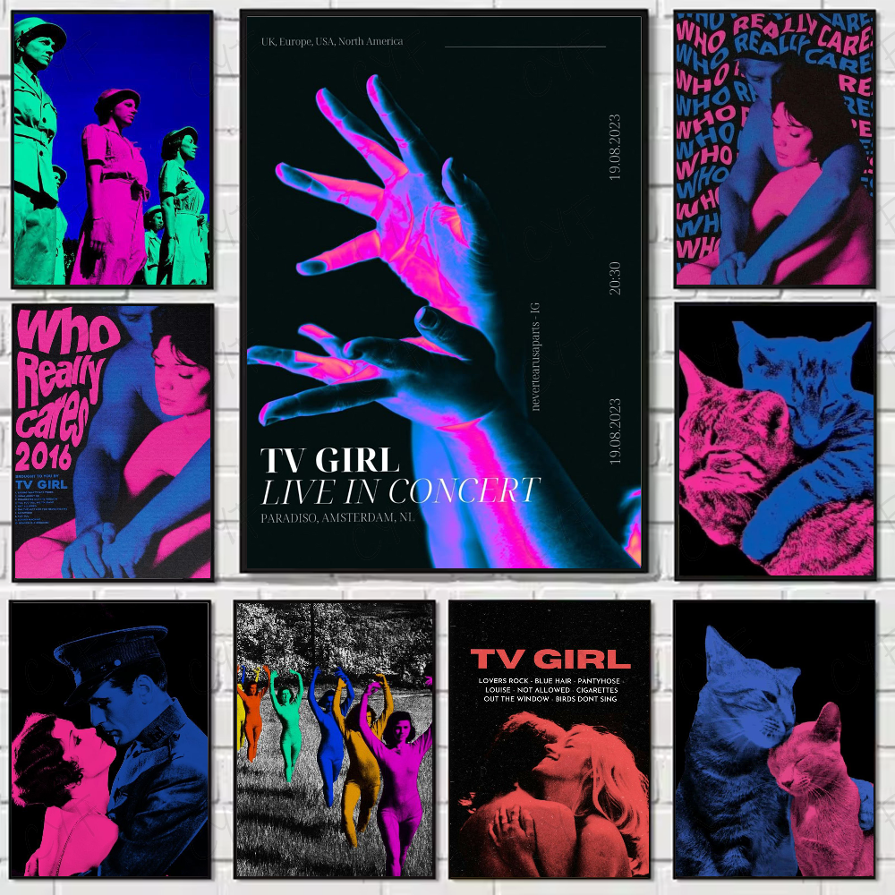 Pink Blue TV Girl Art Poster H - Home Office And Tv Room Ideas recensie en prijs